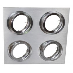 Foco basculante cuadrado empotrar Aluminio texturizado, para 4 Lámparas AR111/QR111